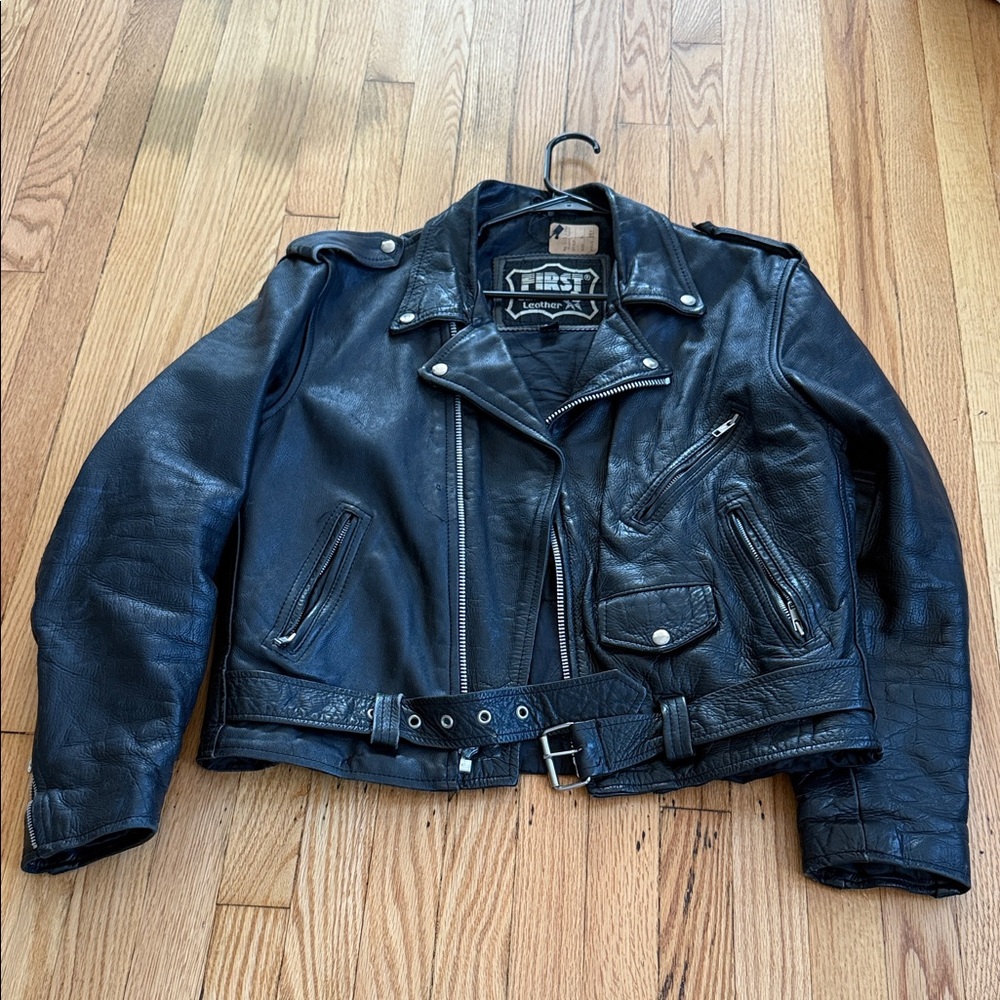Men's Classic Black Leather Biker Jacket